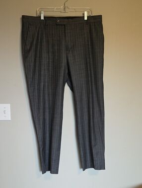 ZIGGLER Men's Double Breasted Charcoal Gray Pinstripe Suit Jacket & Pants Set